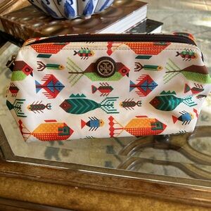 Tory Burch Multicolor Fish Pattern Pouch Makeup Toiletries bag
